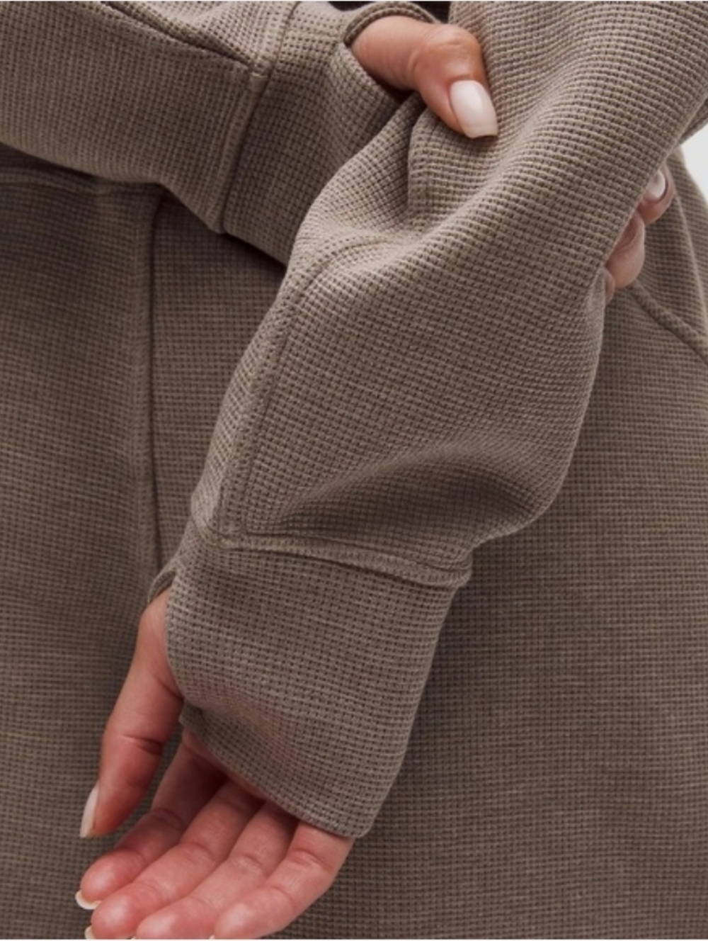 Lululemon Scuba Cropped Funnel-Neck Half Zip Waffle Heathered Warm Ash Grey - Picture 8 of 15